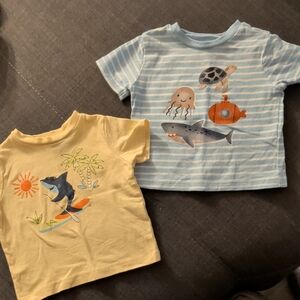 4/25$ 🦈 Pekkle 2 Kids Blue & Yellow Ocean Graphic T-Shirts
